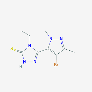 molecular formula C9H12BrN5S B10959116 5-(4-bromo-1,3-dimethyl-1H-pyrazol-5-yl)-4-ethyl-4H-1,2,4-triazole-3-thiol 