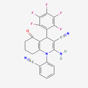 2-Amino-1-(2-cyanophenyl)-5-oxo-4-(pentafluorophenyl)-1,4,5,6,7,8-hexahydroquinoline-3-carbonitrile