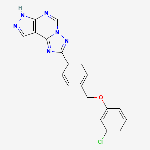 molecular formula C19H13ClN6O B10959200 2-{4-[(3-chlorophenoxy)methyl]phenyl}-7H-pyrazolo[4,3-e][1,2,4]triazolo[1,5-c]pyrimidine 