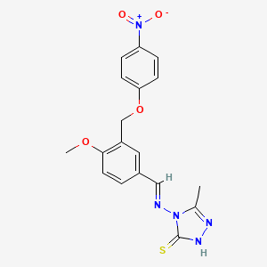 4-{[(E)-{4-methoxy-3-[(4-nitrophenoxy)methyl]phenyl}methylidene]amino}-5-methyl-4H-1,2,4-triazole-3-thiol