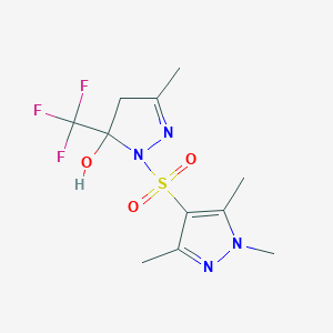 3-methyl-5-(trifluoromethyl)-1-[(1,3,5-trimethyl-1H-pyrazol-4-yl)sulfonyl]-4,5-dihydro-1H-pyrazol-5-ol