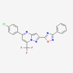 5-(4-Chlorophenyl)-2-(3-phenyl-1,2,4-oxadiazol-5-yl)-7-(trifluoromethyl)pyrazolo[1,5-a]pyrimidine