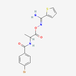 molecular formula C15H14BrN3O3S B10959363 N-[1-({[(Z)-amino(thiophen-2-yl)methylidene]amino}oxy)-1-oxopropan-2-yl]-4-bromobenzamide 