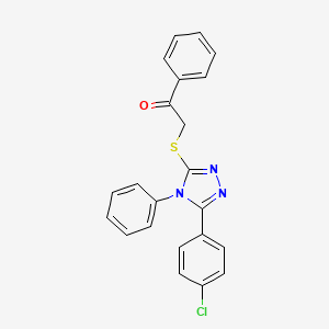 molecular formula C22H16ClN3OS B10959370 2-{[5-(4-chlorophenyl)-4-phenyl-4H-1,2,4-triazol-3-yl]sulfanyl}-1-phenylethanone 