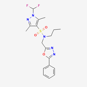 molecular formula C18H21F2N5O3S B10959391 1-(difluoromethyl)-3,5-dimethyl-N-[(5-phenyl-1,3,4-oxadiazol-2-yl)methyl]-N-propyl-1H-pyrazole-4-sulfonamide 