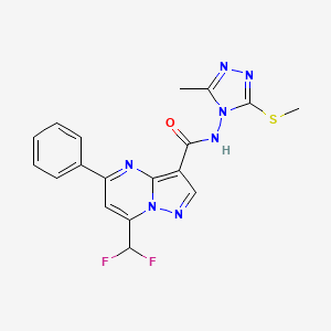 molecular formula C18H15F2N7OS B10959405 7-(difluoromethyl)-N-[3-methyl-5-(methylsulfanyl)-4H-1,2,4-triazol-4-yl]-5-phenylpyrazolo[1,5-a]pyrimidine-3-carboxamide 