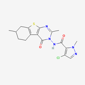 4-Chloro-N-[2,7-dimethyl-4-oxo-5,6,7,8-tetrahydro[1]benzothieno[2,3-D]pyrimidin-3(4H)-YL]-1-methyl-1H-pyrazole-5-carboxamide