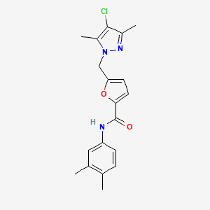 5-[(4-chloro-3,5-dimethyl-1H-pyrazol-1-yl)methyl]-N-(3,4-dimethylphenyl)furan-2-carboxamide