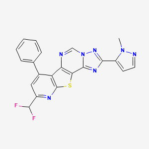 13-(difluoromethyl)-4-(2-methylpyrazol-3-yl)-11-phenyl-16-thia-3,5,6,8,14-pentazatetracyclo[7.7.0.02,6.010,15]hexadeca-1(9),2,4,7,10(15),11,13-heptaene