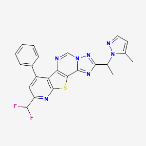 13-(difluoromethyl)-4-[1-(5-methylpyrazol-1-yl)ethyl]-11-phenyl-16-thia-3,5,6,8,14-pentazatetracyclo[7.7.0.02,6.010,15]hexadeca-1(9),2,4,7,10(15),11,13-heptaene