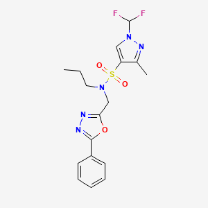 molecular formula C17H19F2N5O3S B10959467 1-(difluoromethyl)-3-methyl-N-[(5-phenyl-1,3,4-oxadiazol-2-yl)methyl]-N-propyl-1H-pyrazole-4-sulfonamide 