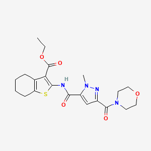 molecular formula C21H26N4O5S B10959493 ethyl 2-({[1-methyl-3-(morpholin-4-ylcarbonyl)-1H-pyrazol-5-yl]carbonyl}amino)-4,5,6,7-tetrahydro-1-benzothiophene-3-carboxylate 