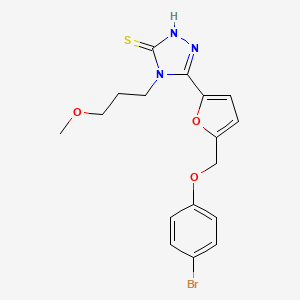 molecular formula C17H18BrN3O3S B10959510 5-{5-[(4-bromophenoxy)methyl]furan-2-yl}-4-(3-methoxypropyl)-4H-1,2,4-triazole-3-thiol 