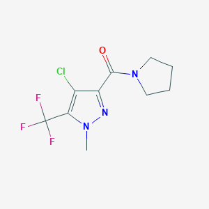 molecular formula C10H11ClF3N3O B10959522 [4-chloro-1-methyl-5-(trifluoromethyl)-1H-pyrazol-3-yl](pyrrolidin-1-yl)methanone 