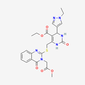 ethyl 4-(1-ethyl-1H-pyrazol-4-yl)-6-({[3-(2-methoxy-2-oxoethyl)-4-oxo-3,4-dihydroquinazolin-2-yl]sulfanyl}methyl)-2-oxo-1,2,3,4-tetrahydropyrimidine-5-carboxylate