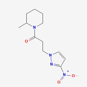 molecular formula C12H18N4O3 B10959544 1-(2-methylpiperidin-1-yl)-3-(3-nitro-1H-pyrazol-1-yl)propan-1-one 