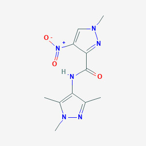 molecular formula C11H14N6O3 B10959552 1-methyl-4-nitro-N-(1,3,5-trimethyl-1H-pyrazol-4-yl)-1H-pyrazole-3-carboxamide CAS No. 1005629-20-8