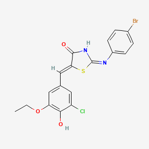 molecular formula C18H14BrClN2O3S B10959572 (2Z,5Z)-2-[(4-bromophenyl)imino]-5-(3-chloro-5-ethoxy-4-hydroxybenzylidene)-1,3-thiazolidin-4-one 