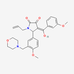 molecular formula C27H30N2O6 B10959625 3-hydroxy-5-[4-methoxy-3-(morpholin-4-ylmethyl)phenyl]-4-[(3-methoxyphenyl)carbonyl]-1-(prop-2-en-1-yl)-1,5-dihydro-2H-pyrrol-2-one 