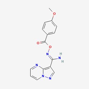 molecular formula C15H13N5O3 B10959626 N'-{[(4-methoxyphenyl)carbonyl]oxy}pyrazolo[1,5-a]pyrimidine-3-carboximidamide 