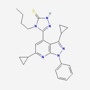 molecular formula C24H26N6S B10959643 4-butyl-5-(3,6-dicyclopropyl-1-phenyl-1H-pyrazolo[3,4-b]pyridin-4-yl)-4H-1,2,4-triazole-3-thiol 