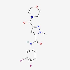 molecular formula C16H16F2N4O3 B10959651 N-(3,4-difluorophenyl)-1-methyl-3-(morpholin-4-ylcarbonyl)-1H-pyrazole-5-carboxamide 