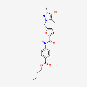 molecular formula C22H24BrN3O4 B10959664 butyl 4-[({5-[(4-bromo-3,5-dimethyl-1H-pyrazol-1-yl)methyl]furan-2-yl}carbonyl)amino]benzoate 