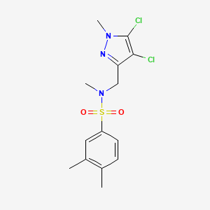 molecular formula C14H17Cl2N3O2S B10959690 N-[(4,5-dichloro-1-methyl-1H-pyrazol-3-yl)methyl]-N,3,4-trimethylbenzenesulfonamide 