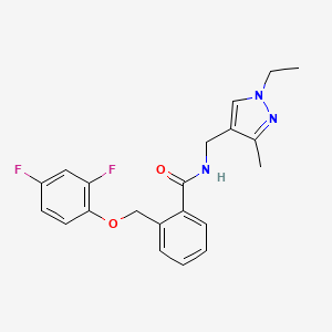 molecular formula C21H21F2N3O2 B10959698 2-[(2,4-difluorophenoxy)methyl]-N-[(1-ethyl-3-methyl-1H-pyrazol-4-yl)methyl]benzamide 