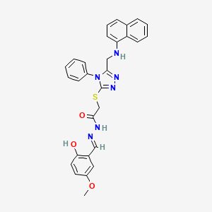 N'-[(E)-(2-hydroxy-5-methoxyphenyl)methylidene]-2-({5-[(naphthalen-1-ylamino)methyl]-4-phenyl-4H-1,2,4-triazol-3-yl}sulfanyl)acetohydrazide