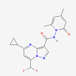 molecular formula C18H17F2N5O2 B10959741 5-cyclopropyl-7-(difluoromethyl)-N-(4,6-dimethyl-2-oxopyridin-1(2H)-yl)pyrazolo[1,5-a]pyrimidine-3-carboxamide 