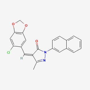 molecular formula C22H15ClN2O3 B10959753 (4Z)-4-[(6-chloro-1,3-benzodioxol-5-yl)methylidene]-5-methyl-2-(naphthalen-2-yl)-2,4-dihydro-3H-pyrazol-3-one 