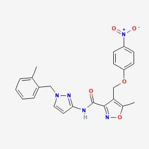 molecular formula C23H21N5O5 B10959821 5-methyl-N-[1-(2-methylbenzyl)-1H-pyrazol-3-yl]-4-[(4-nitrophenoxy)methyl]-1,2-oxazole-3-carboxamide 