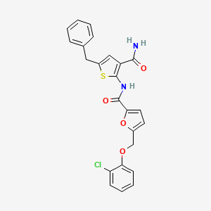 N-(5-benzyl-3-carbamoylthiophen-2-yl)-5-[(2-chlorophenoxy)methyl]furan-2-carboxamide