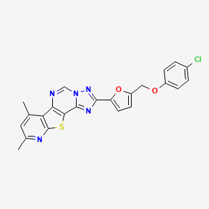 molecular formula C23H16ClN5O2S B10959832 4-[5-[(4-chlorophenoxy)methyl]furan-2-yl]-11,13-dimethyl-16-thia-3,5,6,8,14-pentazatetracyclo[7.7.0.02,6.010,15]hexadeca-1(9),2,4,7,10(15),11,13-heptaene 