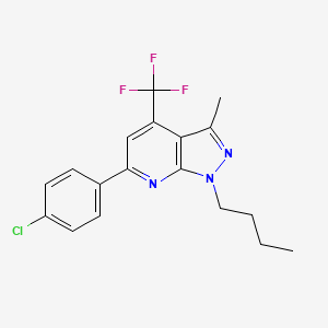 molecular formula C18H17ClF3N3 B10959839 1-butyl-6-(4-chlorophenyl)-3-methyl-4-(trifluoromethyl)-1H-pyrazolo[3,4-b]pyridine 