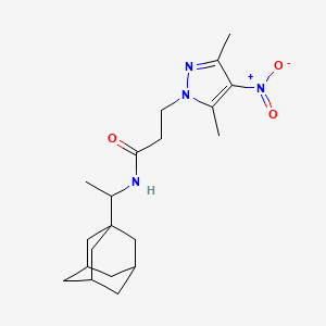 molecular formula C20H30N4O3 B10959846 N-[1-(1-Adamantyl)ethyl]-3-(3,5-dimethyl-4-nitro-1H-pyrazol-1-YL)propanamide 