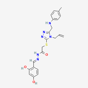 molecular formula C22H24N6O3S B10959854 2-{[4-allyl-5-(4-toluidinomethyl)-4H-1,2,4-triazol-3-yl]sulfanyl}-N'-(2,4-dihydroxybenzylidene)acetohydrazide 