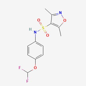 molecular formula C12H12F2N2O4S B10959902 N-[4-(difluoromethoxy)phenyl]-3,5-dimethyl-1,2-oxazole-4-sulfonamide 