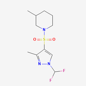 molecular formula C11H17F2N3O2S B10959927 1-{[1-(difluoromethyl)-3-methyl-1H-pyrazol-4-yl]sulfonyl}-3-methylpiperidine 