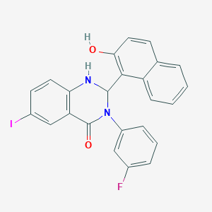 molecular formula C24H16FIN2O2 B10959928 3-(3-fluorophenyl)-2-(2-hydroxynaphthalen-1-yl)-6-iodo-2,3-dihydroquinazolin-4(1H)-one 