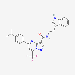 molecular formula C27H24F3N5O B10959990 N-[2-(1H-indol-3-yl)ethyl]-5-[4-(propan-2-yl)phenyl]-7-(trifluoromethyl)pyrazolo[1,5-a]pyrimidine-3-carboxamide 