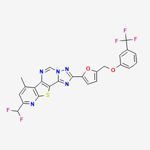 molecular formula C24H14F5N5O2S B10960004 13-(difluoromethyl)-11-methyl-4-[5-[[3-(trifluoromethyl)phenoxy]methyl]furan-2-yl]-16-thia-3,5,6,8,14-pentazatetracyclo[7.7.0.02,6.010,15]hexadeca-1(9),2,4,7,10(15),11,13-heptaene 