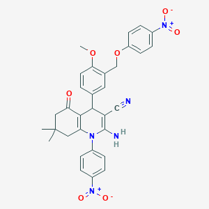 2-Amino-4-{4-methoxy-3-[(4-nitrophenoxy)methyl]phenyl}-7,7-dimethyl-1-(4-nitrophenyl)-5-oxo-1,4,5,6,7,8-hexahydroquinoline-3-carbonitrile