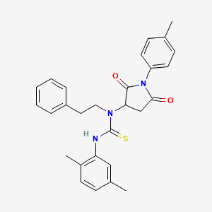 molecular formula C28H29N3O2S B10960067 3-(2,5-Dimethylphenyl)-1-[1-(4-methylphenyl)-2,5-dioxopyrrolidin-3-yl]-1-(2-phenylethyl)thiourea 