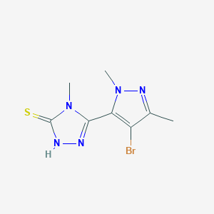 molecular formula C8H10BrN5S B10960071 5-(4-bromo-1,3-dimethyl-1H-pyrazol-5-yl)-4-methyl-4H-1,2,4-triazole-3-thiol 