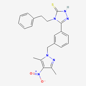 5-{3-[(3,5-dimethyl-4-nitro-1H-pyrazol-1-yl)methyl]phenyl}-4-(2-phenylethyl)-4H-1,2,4-triazole-3-thiol