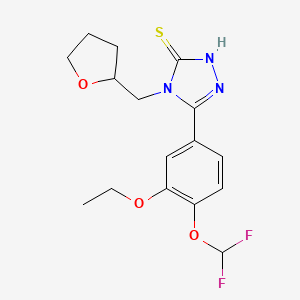 molecular formula C16H19F2N3O3S B10960096 5-[4-(difluoromethoxy)-3-ethoxyphenyl]-4-(tetrahydrofuran-2-ylmethyl)-4H-1,2,4-triazole-3-thiol 