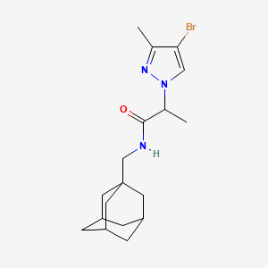 molecular formula C18H26BrN3O B10960100 N-(1-Adamantylmethyl)-2-(4-bromo-3-methyl-1H-pyrazol-1-YL)propanamide 