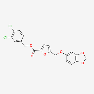 molecular formula C20H14Cl2O6 B10960108 3,4-Dichlorobenzyl 5-[(1,3-benzodioxol-5-yloxy)methyl]furan-2-carboxylate 